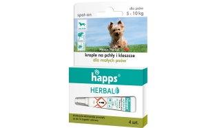 Happs Herbal - Krople na pchły i kleszcze dla psów małych (5 - 10 kg)