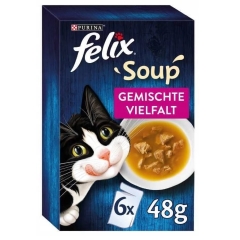 Felix Soup - karma mokra, zupka dla kota - Różnorodność smaków 6 x 48 g
